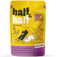 Вологий корм для кішок Half&Half з качкою та гарбузом в соусі 85 г (4820261921915)