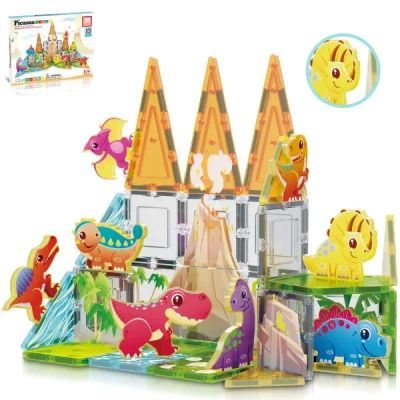 Конструктор Picasso магнітний Tiles Dinosaur Set з 8 фігурками динозаврів 38 деталей (817338028848)