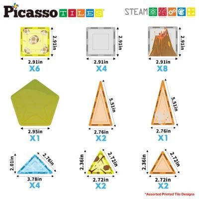 Конструктор Picasso магнітний Tiles Dinosaur Set з 8 фігурками динозаврів 38 деталей (817338028848)