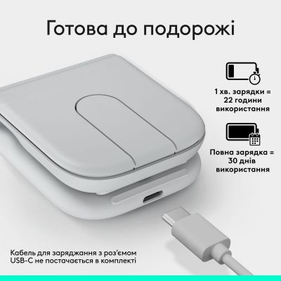 Мышка Logitech Mobi Fold Bluetooth Off-White (910-007631)