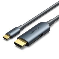 Кабель мультимедийный USB-C to HDMI M 1.5m 4K60Hz + USB-C F power gray Vention (ABLHG)