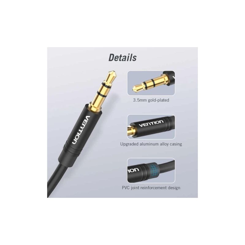 Кабель мультимедійний 3.5mm M to 2x3.5mm F 0.3m black Vention (BBWBY)