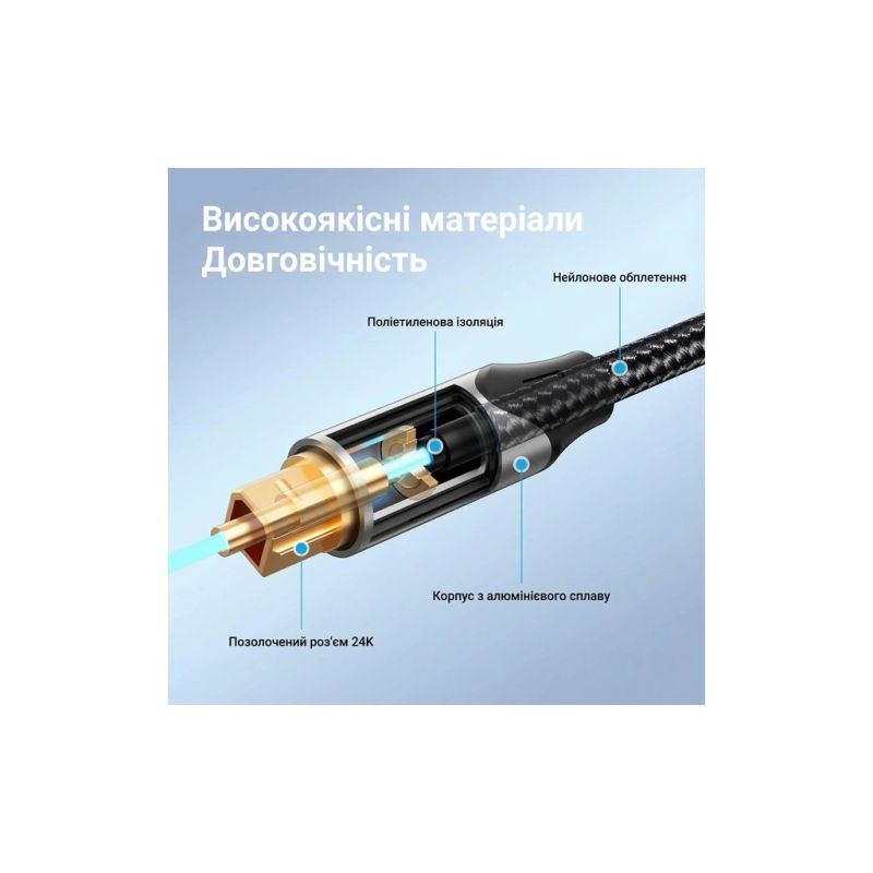 Кабель мультимедийный Optical Toslink 1.5m 5.1ch gray Vention (BAVHG)