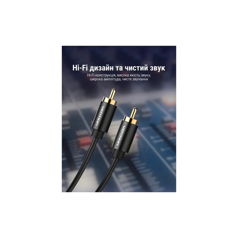 Кабель мультимедійний 1xRCA M to 1xRCA M 1.0m digital black Vention (VAB-R09-B100)