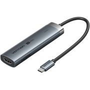 Концентратор Vention USB-C 5-in-1 3xUSB 3.0 + HDMI 4K60Hz + USB-C PD100W gray (TGMHB)