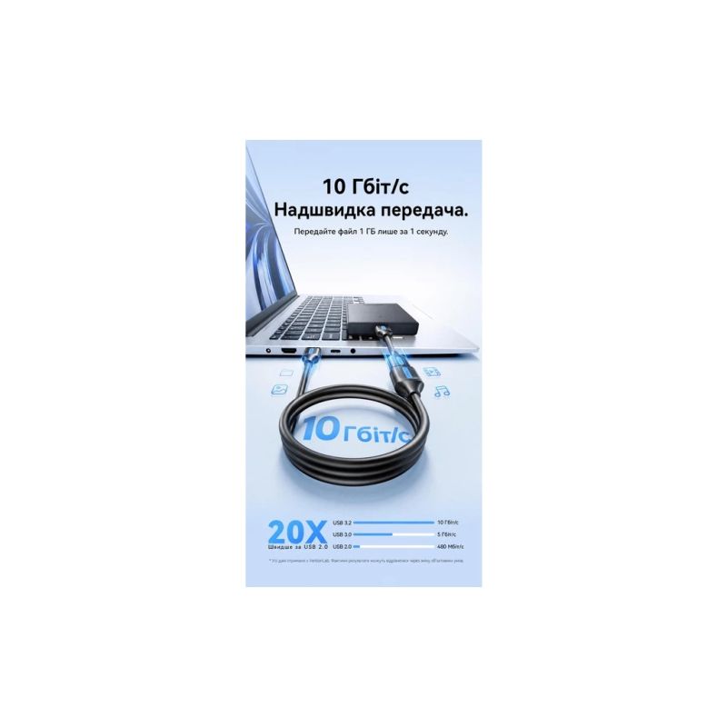Дата кабель USB 3.2 AM/AF 1.5m 10Gbps PVC black Vention (CBOBG)