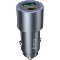 Зарядное устройство HOCO 1xUSB-C PD30W + 1xUSB QC3.0 48W car adapter Z60 gray (6942007642095)