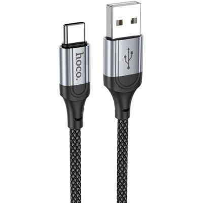 Дата кабель USB 2.0 AM to USB-C 1.0m 3A nylon X102 black HOCO (6942007608770)
