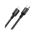Дата кабель USB-C to Lightning 2.0m 3A 20W nylon X14 black HOCO (6931474752208)