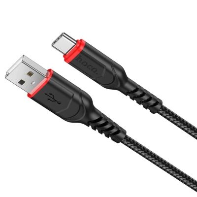 Дата кабель USB 2.0 AM to USB-C 1.0m 3A nylon X59 black HOCO (6931474744920)