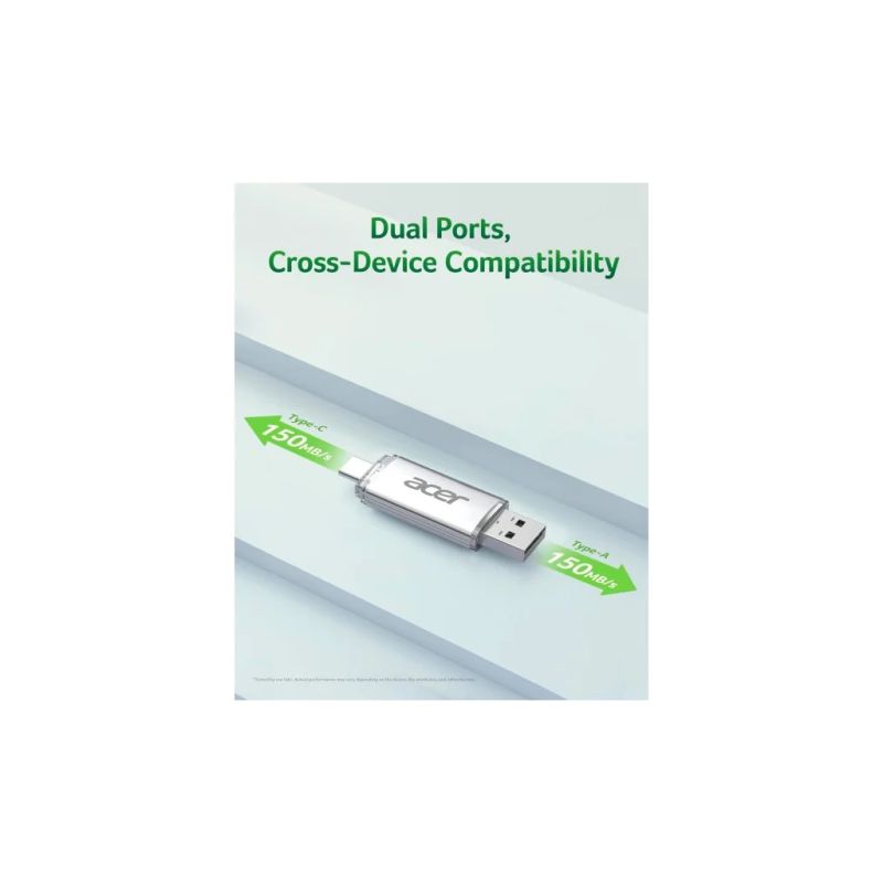 USB флеш накопичувач Acer 64GB UT300 USB-A/Type-C 3.2 Silver (BL.9BWWA.589)