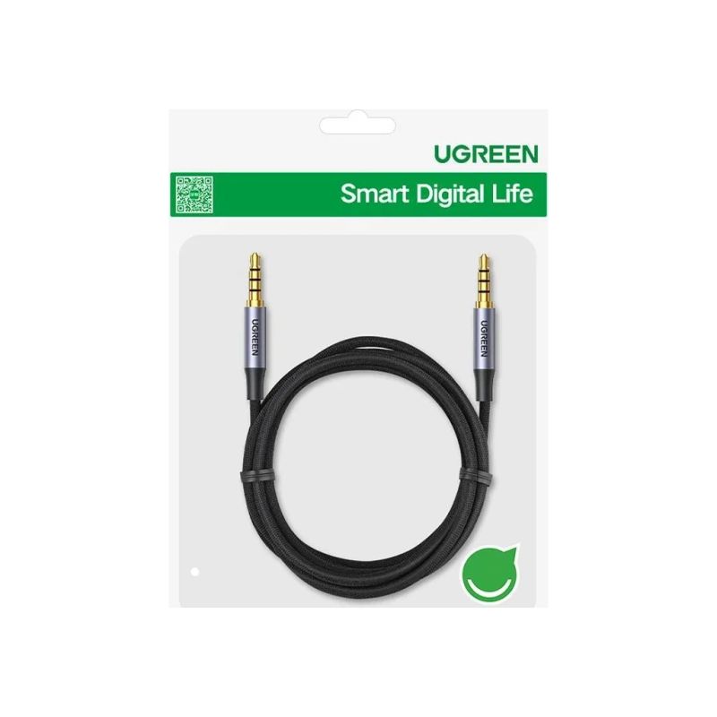 Кабель мультимедійний 3.5mm M to 3.5mm M 2.0m (4pin) AV183 gray Ugreen (20782)