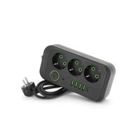 Сетевой фильтр питания Voltronic F09U, 3 роз EU, 4USB Black (F09U-Black)