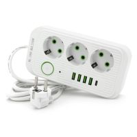 Сетевой фильтр питания Voltronic F09U, 3 роз EU, 4USB White (F09U-White)