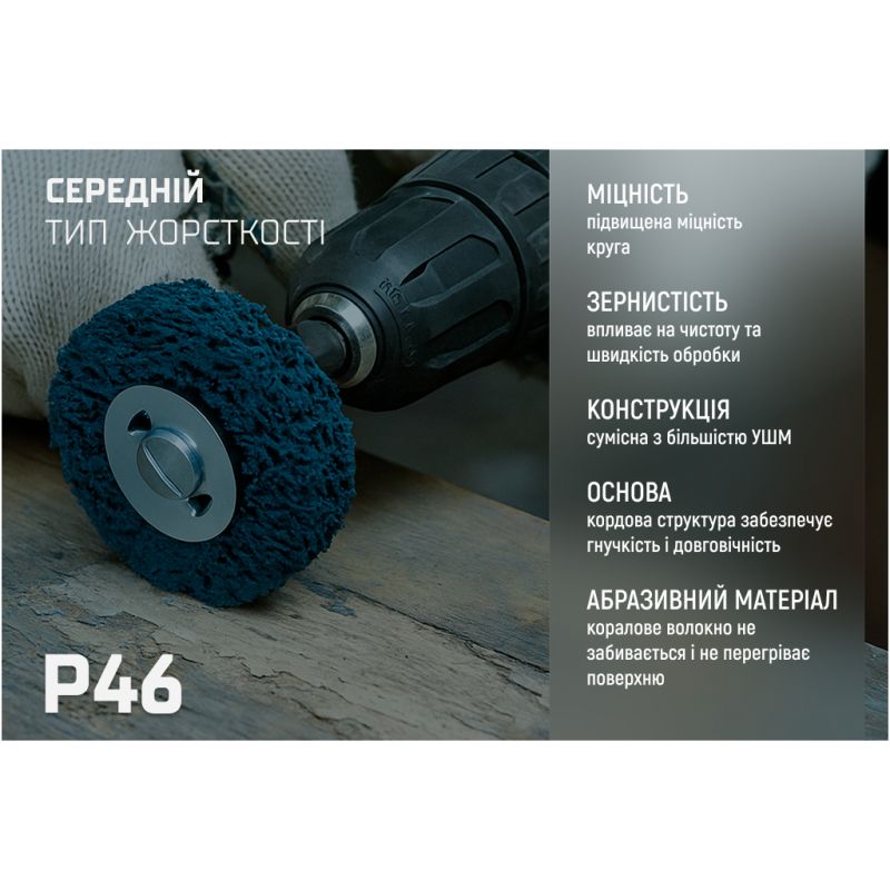 Круг зачистной Alloid "коралл", с держателем для дрели, 100мм, синий (SD-100223)
