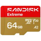 Карта памяти SanDisk 64GB microSDXC C10 UHS-I U3 A2 V30 R170/W80MB/s Extreme GO (SDSQXGN-064G-GN6MN)