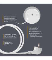 Подовжувач блоковий (PP) Electrum 5 розеток 3м із вимикачем та 2 Type-C + USB (C-ES-1991)