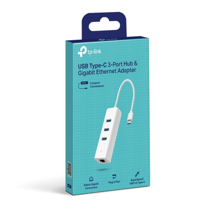 Мережевий адаптер TP-Link (USB-C 3.0, 10/100/1000Mbps, 3xUSB 3.0 HUB) (UE330C)