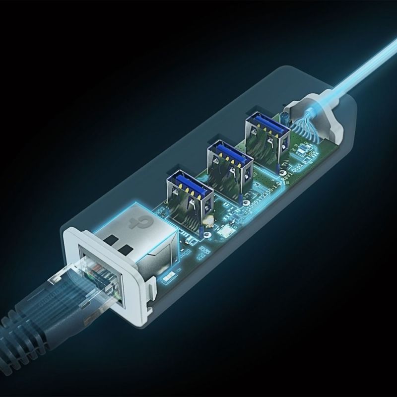 Сетевой адаптер TP-Link (USB-C 3.0, 10/100/1000Mbps, 3xUSB 3.0 HUB) (UE330C)