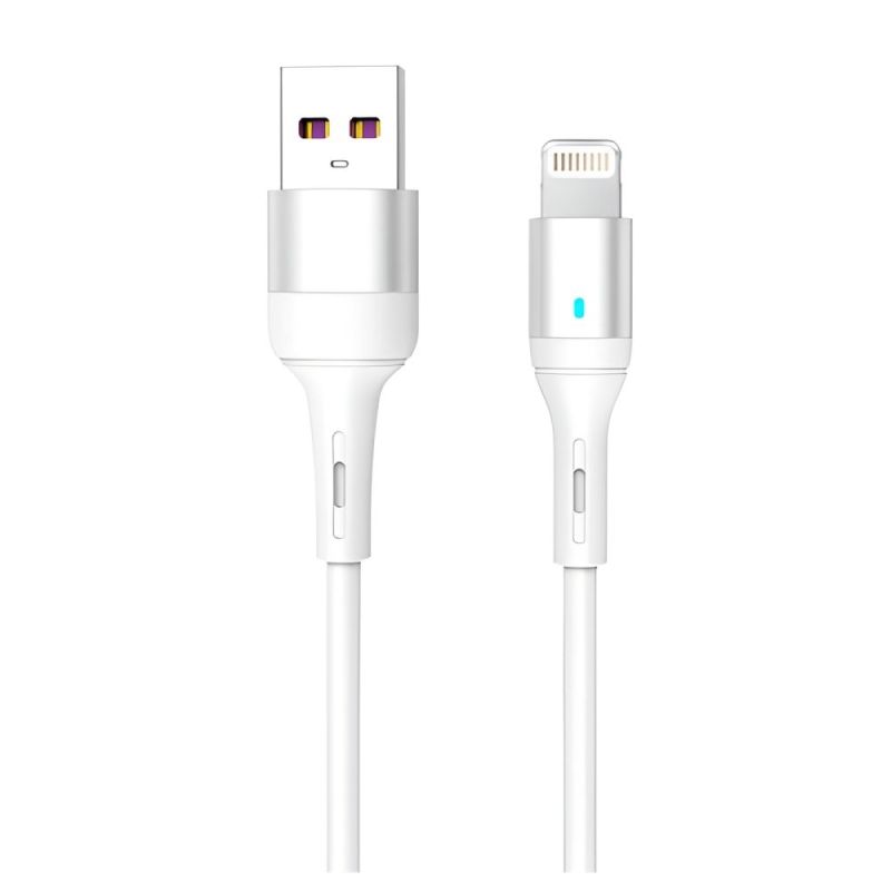 Кабель SkyDolphin S06L LED Smart Power USB - Lightning (M/M), 1 м, White (USB-000555)