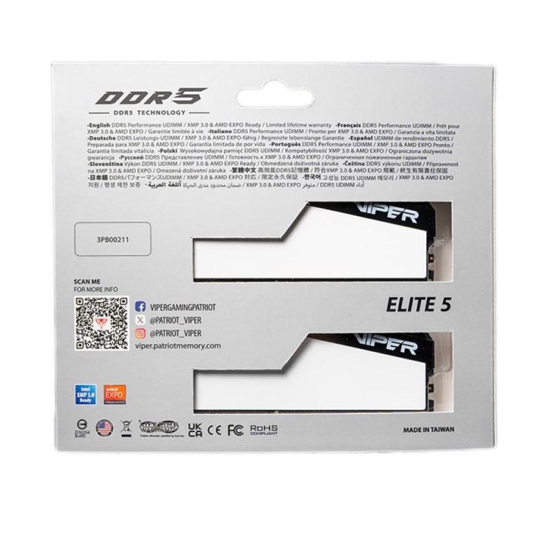 Модуль пам`яті DDR5 2x32GB/6400 Patriot Viper Elite 5 (VEB564G6432KW)