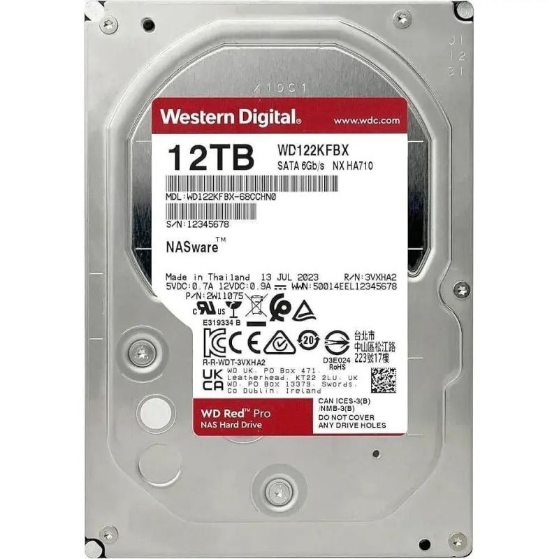 Накопитель HDD SATA 12.0TB WD Red Pro NAS 7200rpm 512MB (WD122KFBX)