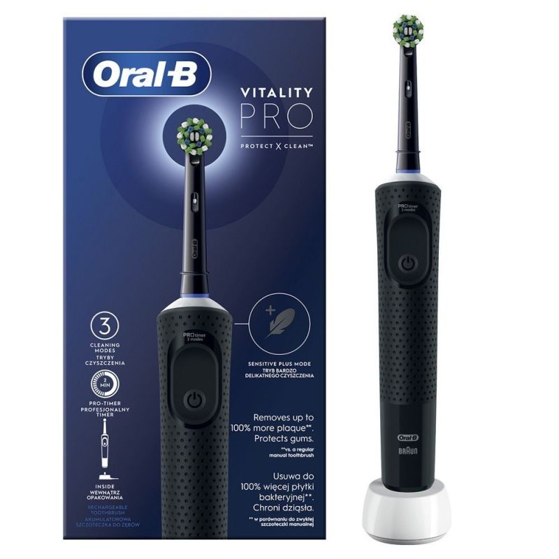 Зубная электрощетка Braun Oral-B Vitality D103.413.3 Pro Protect X Clean Cross Action Black (D103.413.3 PRO Protect X Clean Black)